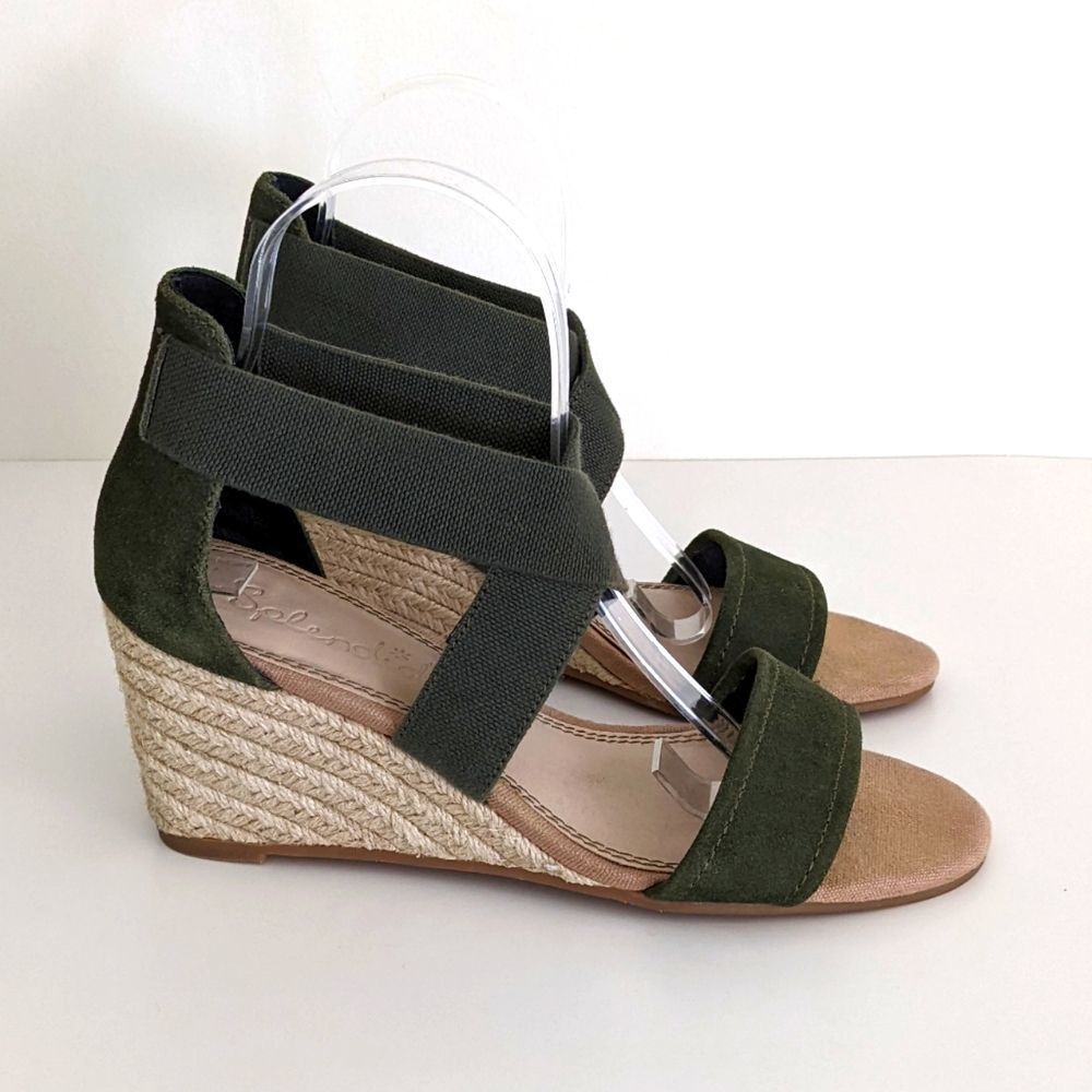 Splendid Green Suede Espadrilles Wedge Sandals Women's 8.5